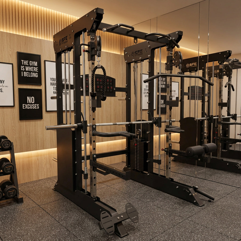 All-in-One Home Gym, Power Rack w/ Smith Machine & Functional Trainer w/ 2x - 220lb weight stacks (New) Sports & Fitness Exchange