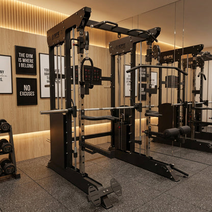 All-in-One Home Gym, Power Rack w/ Smith Machine & Functional Trainer w/ 2x - 220lb weight stacks (New) Sports & Fitness Exchange