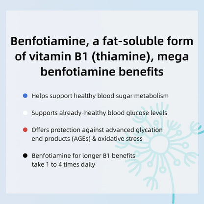 Benfotiamine 600mg Plus 20mg Vitamin B1 | 120 Veggie Capsules | Made in USA | 3rd Party Tested | Fat Soluble Vitamin B1 Thiamine Supplement | Non-GMO | Gluten Free I Love Health Store