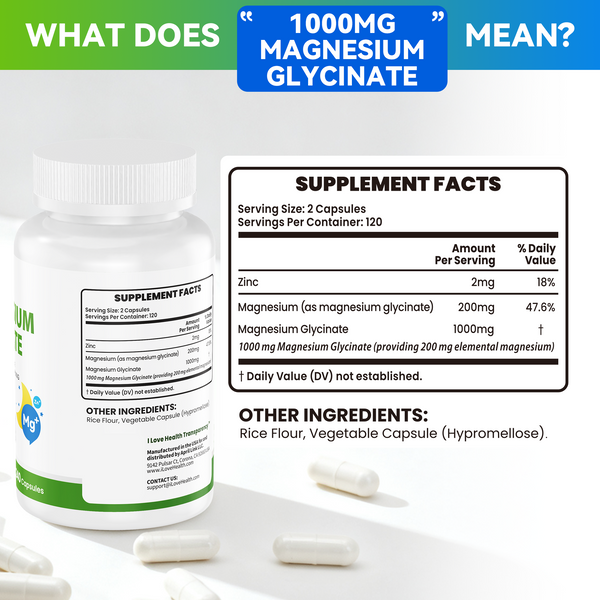 Magnesium Glycinate – 240 Capsules High Absorption Supplement