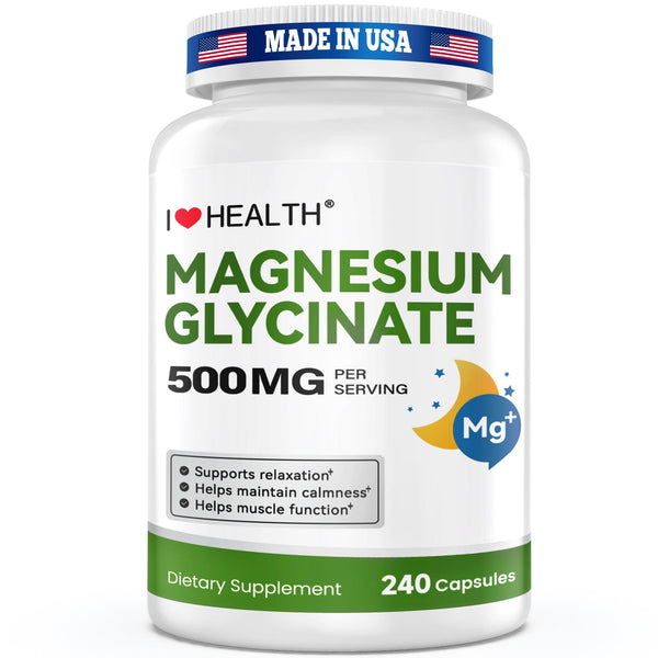 Magnesium Glycinate – 240 Capsules High Absorption Supplement