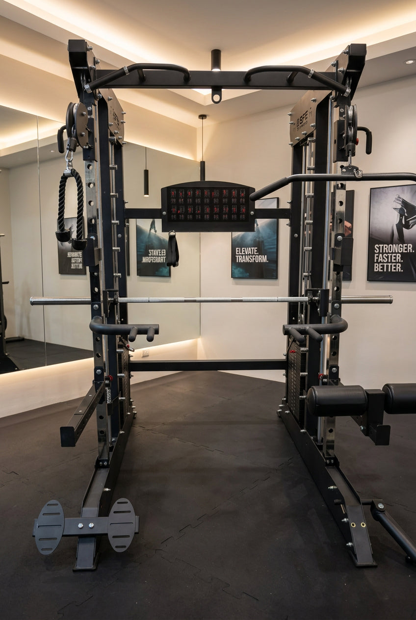 All-in-One Home Gym, Power Rack w/ Smith Machine & Functional Trainer w/ 2x - 220lb weight stacks (New) Sports & Fitness Exchange