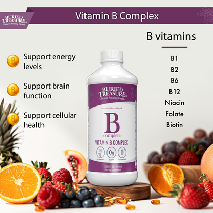 B Complex–Complete Daily B Vitamin Supplement, 16 fl oz Buried Treasure Liquid Nutrients