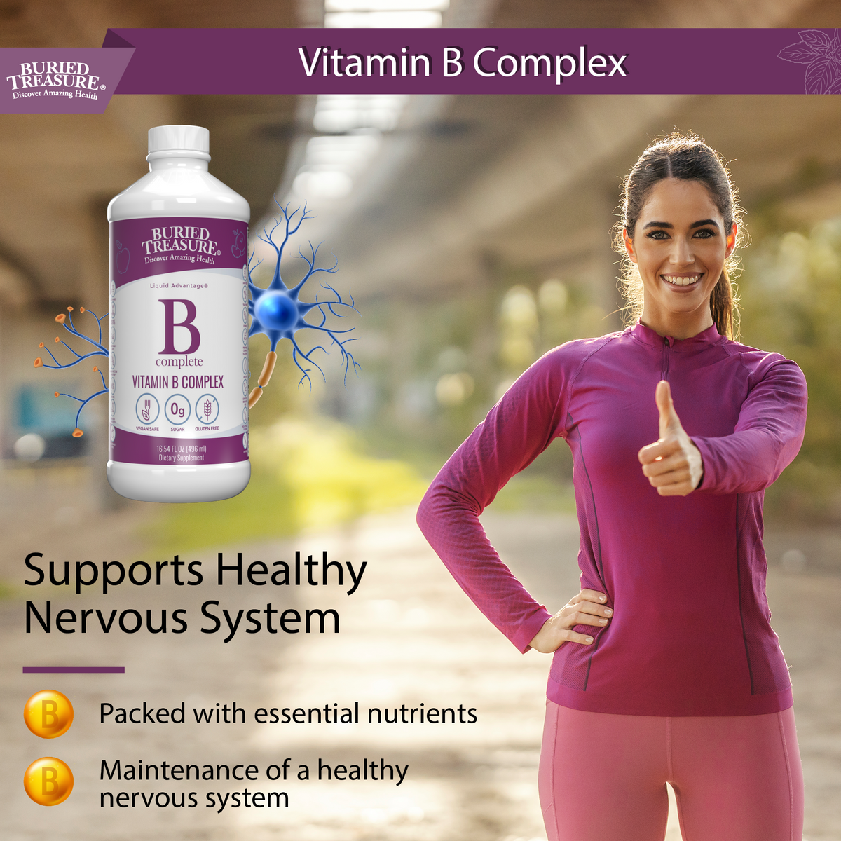 B Complex–Complete Daily B Vitamin Supplement, 16 fl oz Buried Treasure Liquid Nutrients