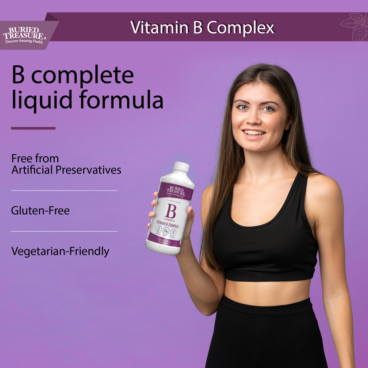 B Complex–Complete Daily B Vitamin Supplement, 16 fl oz Buried Treasure Liquid Nutrients