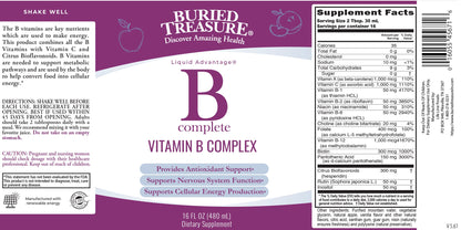 B Complex–Complete Daily B Vitamin Supplement, 16 fl oz Buried Treasure Liquid Nutrients