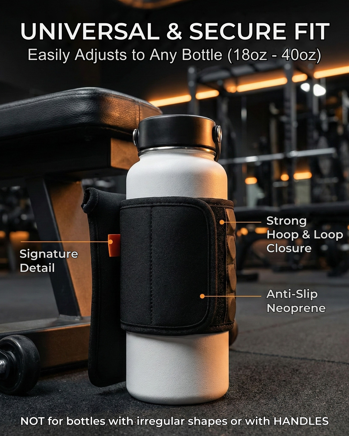 Magnetic Water Bottle Sleeve for Gym | Attaches to Metal Equipment | Fits 18-40oz Bottles | Phone Pocket | BLAUBECK BLAUBECK