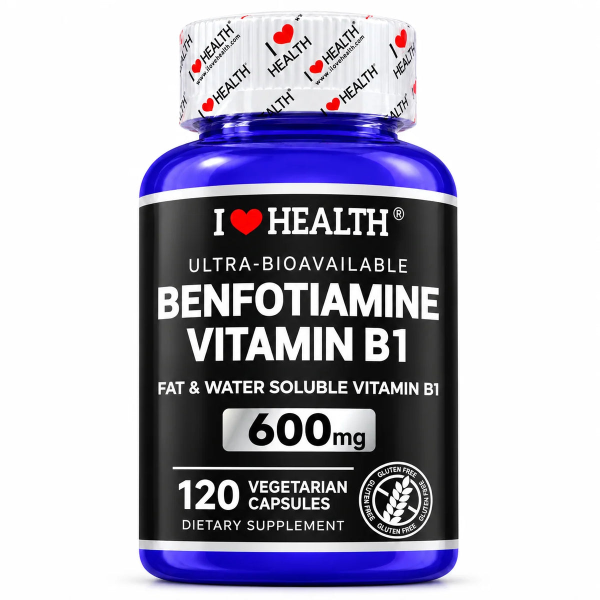 Benfotiamine 600mg Plus 20mg Vitamin B1 | 120 Veggie Capsules | Made in USA | 3rd Party Tested | Fat Soluble Vitamin B1 Thiamine Supplement | Non-GMO | Gluten Free I Love Health Store