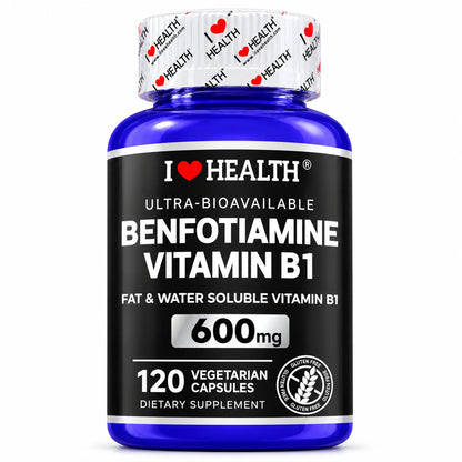 Benfotiamine 600mg Plus 20mg Vitamin B1 | 120 Veggie Capsules | Made in USA | 3rd Party Tested | Fat Soluble Vitamin B1 Thiamine Supplement | Non-GMO | Gluten Free I Love Health Store