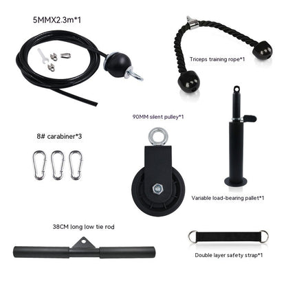 Home gym cable pulley fitness equipment with attachments